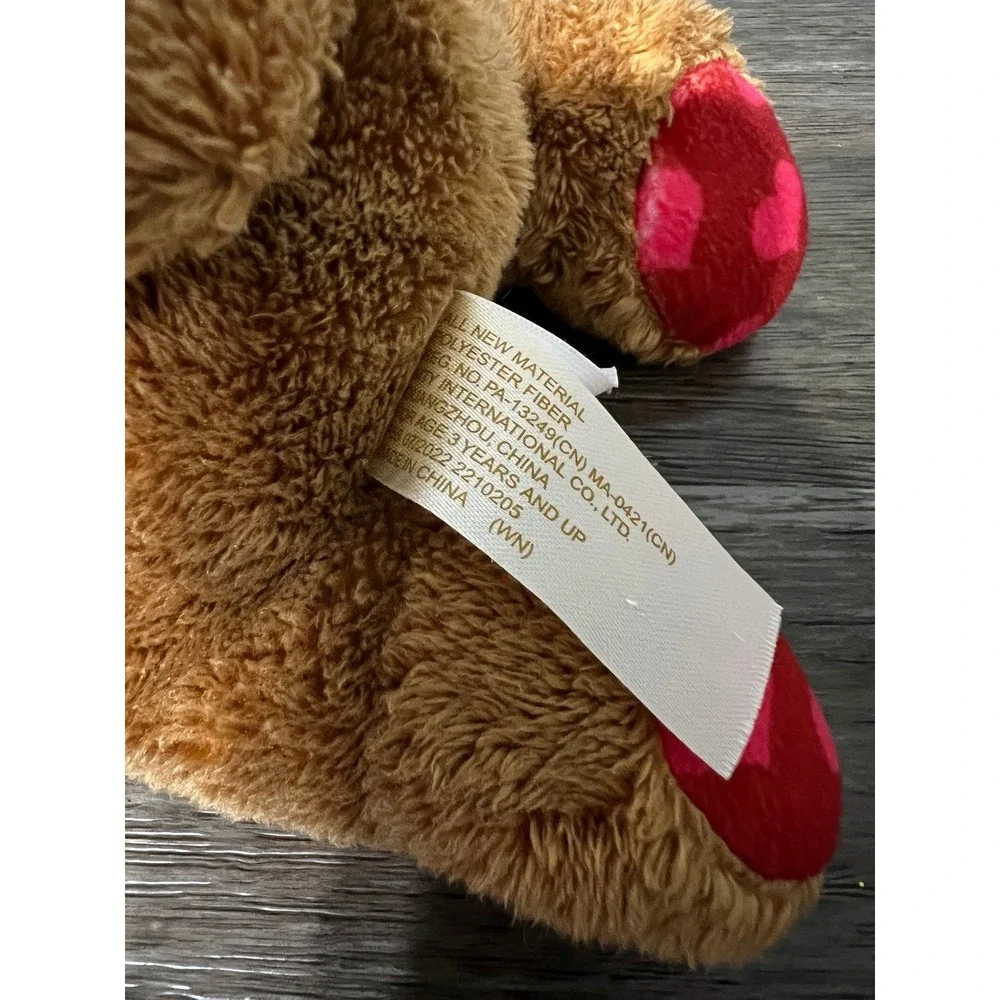 Brown Puppy Dog Plush Stuffed Animal‎ Valentine Heart Feet Kids Toy - Picture 4 of 5